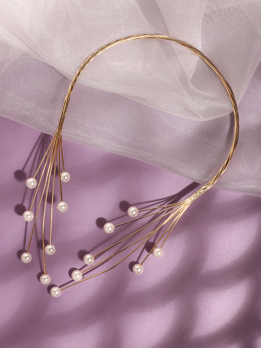 Gold Plated Pearls Party Necklace