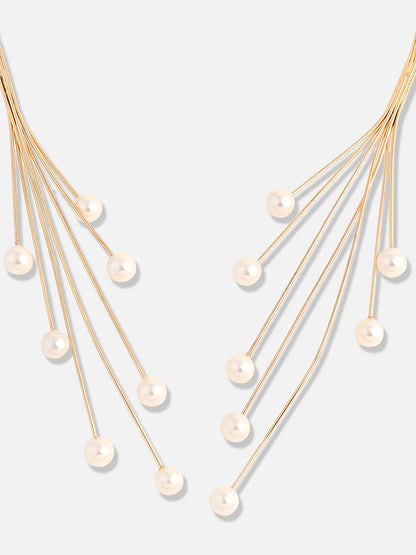Gold Plated Pearls Party Necklace