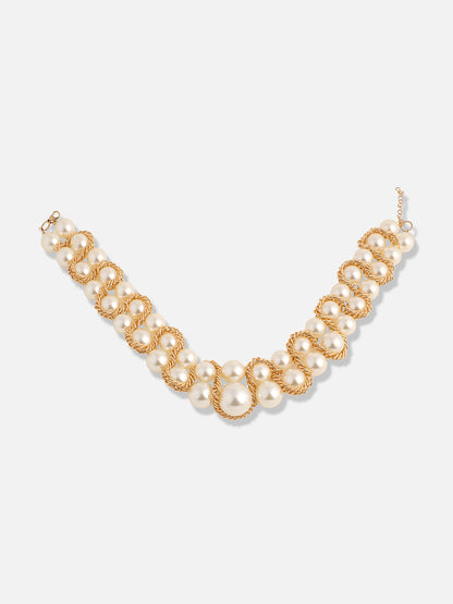 Gold Plated Pearls Party Necklace