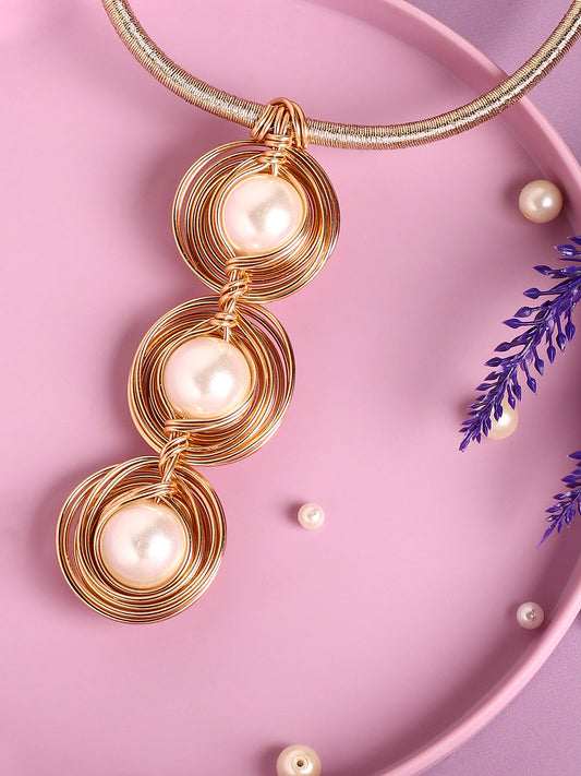 Gold Plated Pearls Party Necklace