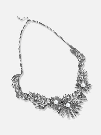 Silver Plated Designer Party Necklace and Earring Set