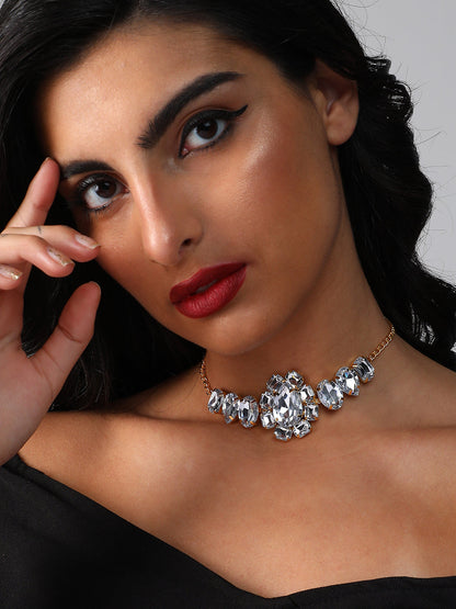 Silver Plated Designer Stone Party Necklace