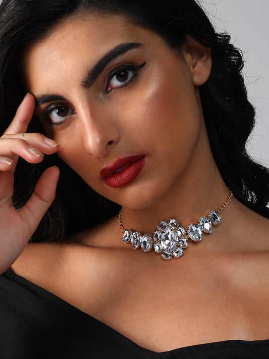 Silver Plated Designer Stone Party Necklace