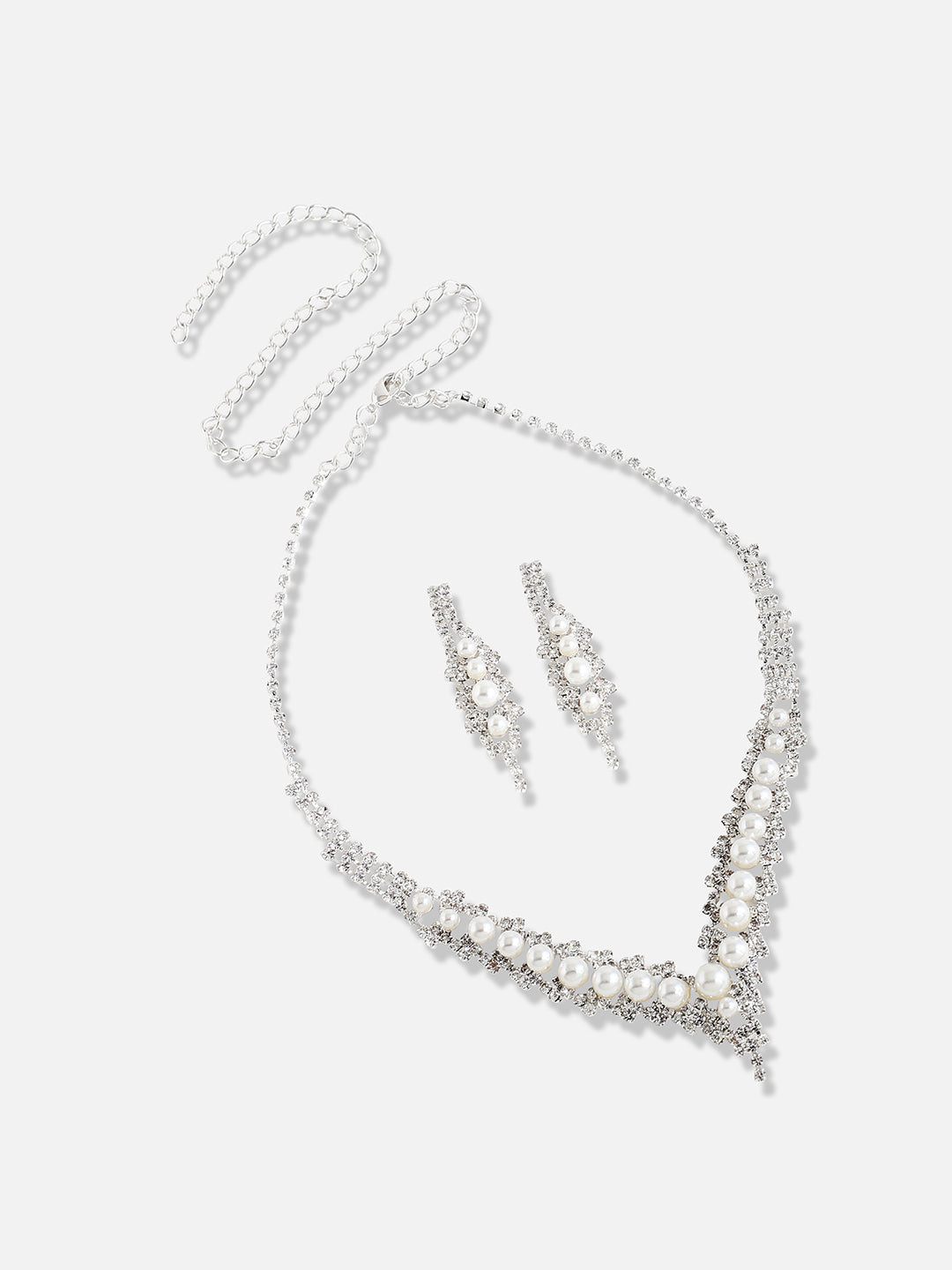 Silver Plated Designer Party Necklace and Earring Set