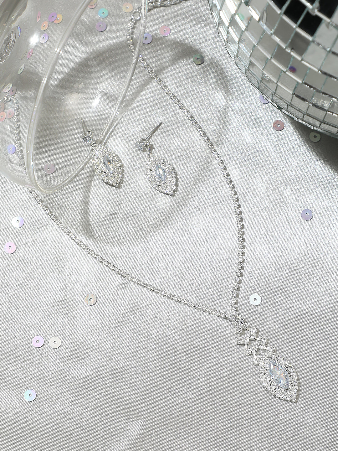 Silver Plated Designer Party Necklace and Earring Set