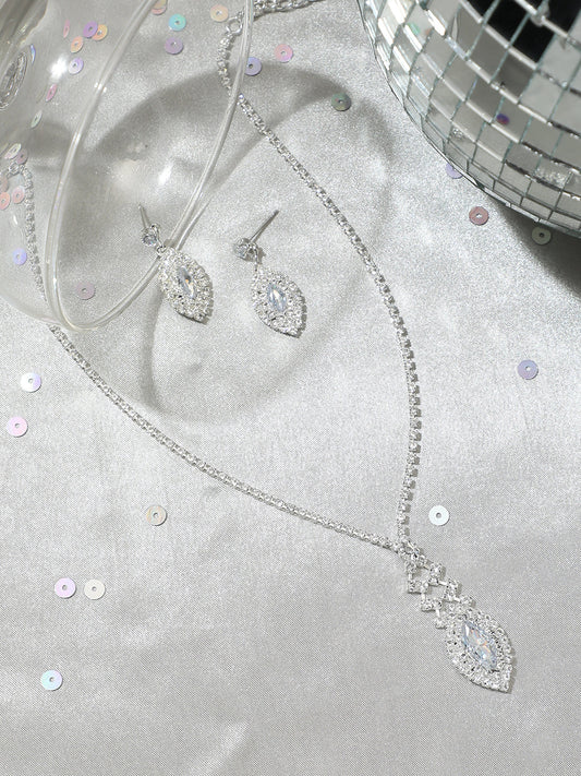 Silver Plated Designer Party Necklace and Earring Set