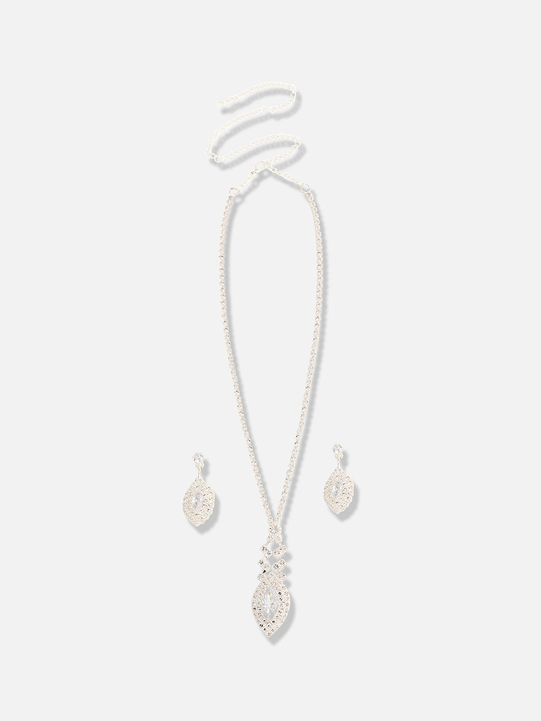 Silver Plated Designer Party Necklace and Earring Set