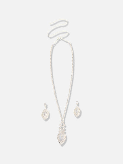 Silver Plated Designer Party Necklace and Earring Set