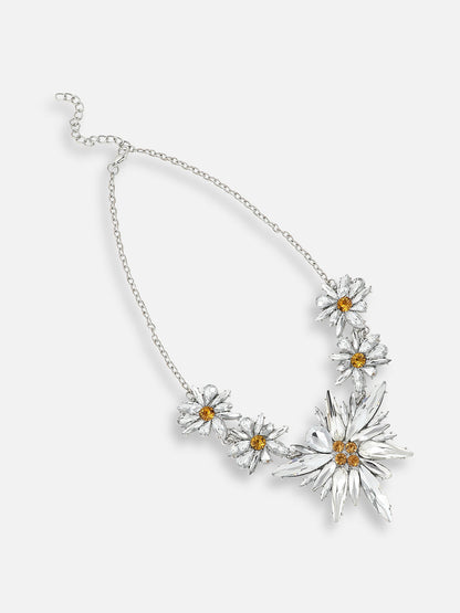 SILVER PLATED PARTY DESIGNER STONE STATEMENT NECKLACE FOR WOMEN
