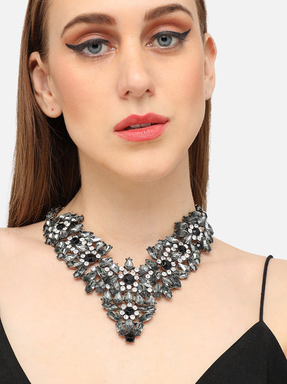 GOLD PLATED PARTY DESIGNER STONE STATEMENT NECKLACE FOR WOMEN