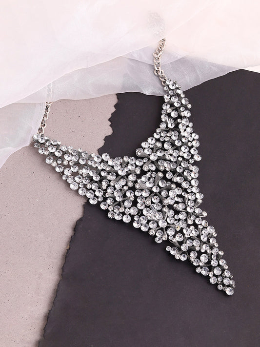 GOLD PLATED PARTY DESIGNER STONE STATEMENT NECKLACE FOR WOMEN