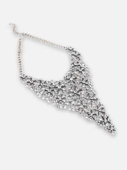 GOLD PLATED PARTY DESIGNER STONE STATEMENT NECKLACE FOR WOMEN