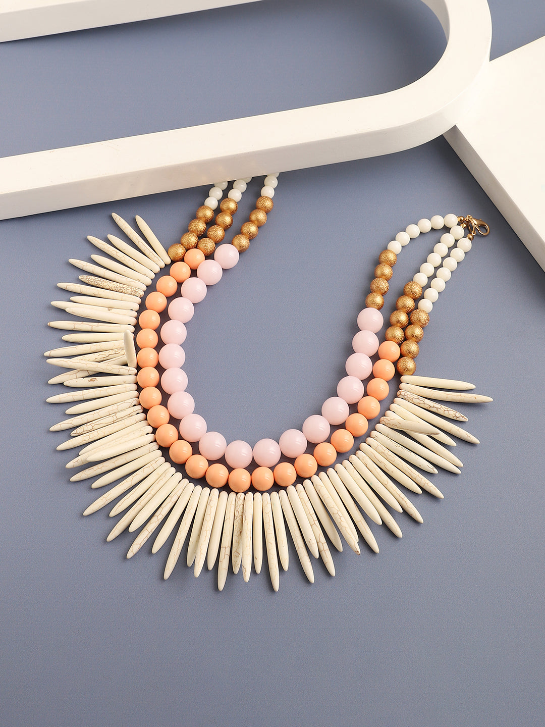 GOLD PLATED PARTY DESIGNER STONE STATEMENT NECKLACE FOR WOMEN