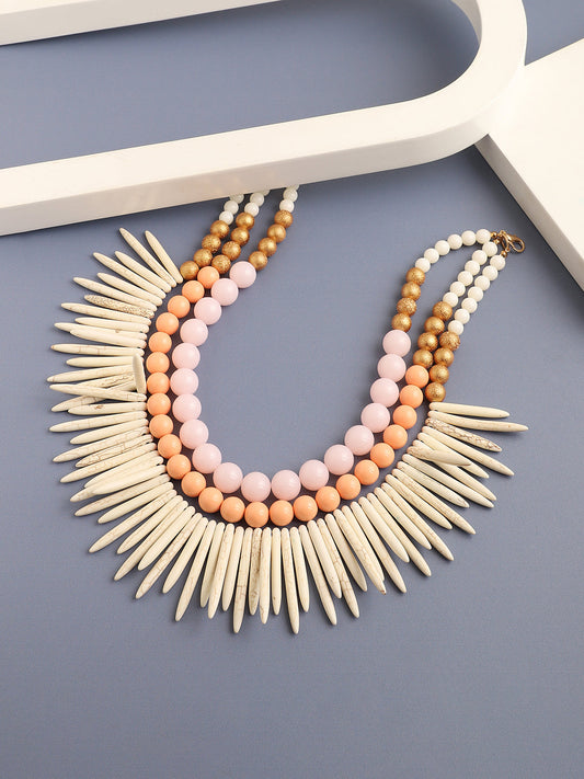 GOLD PLATED PARTY DESIGNER STONE STATEMENT NECKLACE FOR WOMEN
