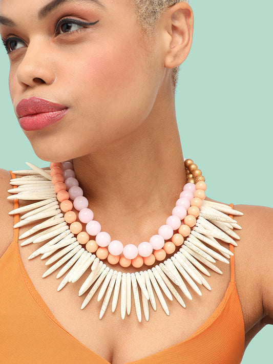 GOLD PLATED PARTY DESIGNER STONE STATEMENT NECKLACE FOR WOMEN
