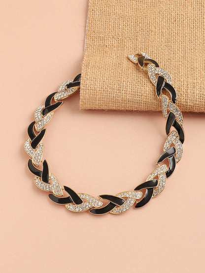 GOLD PLATED PARTY DESIGNER STONE STATEMENT NECKLACE FOR WOMEN