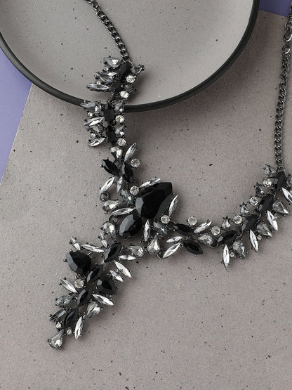 GOLD PLATED PARTY DESIGNER STONE STATEMENT NECKLACE FOR WOMEN
