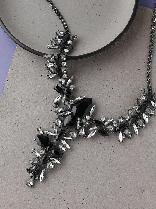 GOLD PLATED PARTY DESIGNER STONE STATEMENT NECKLACE FOR WOMEN