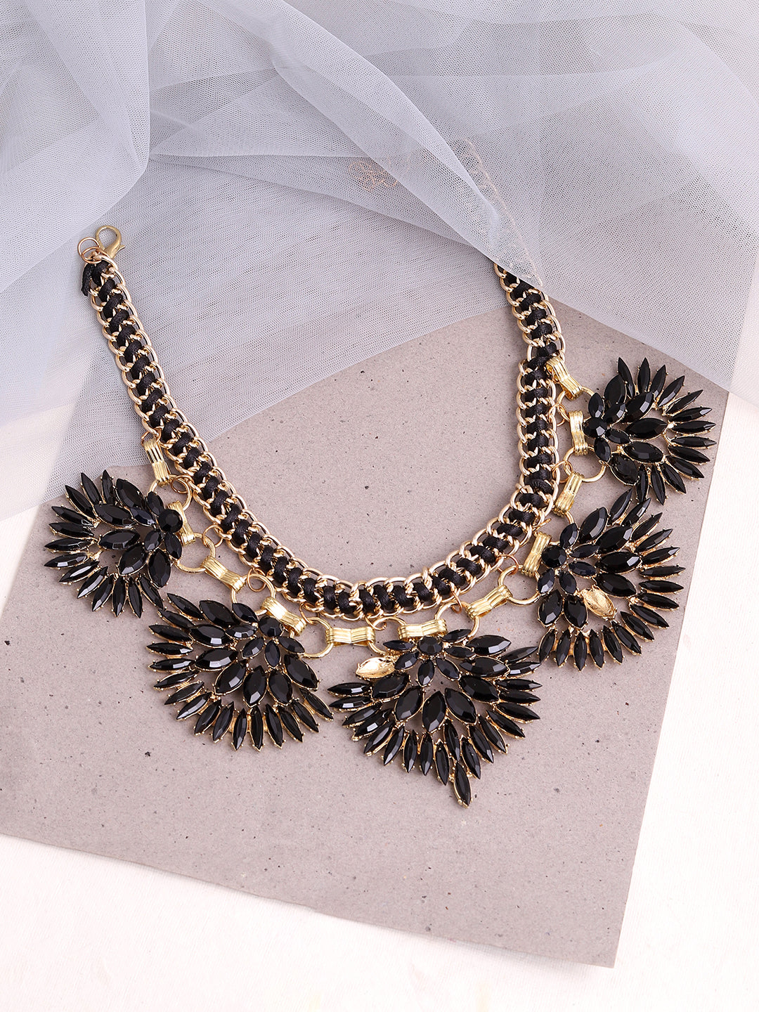 GOLD PLATED PARTY DESIGNER STONE STATEMENT NECKLACE FOR WOMEN