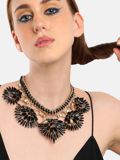 GOLD PLATED PARTY DESIGNER STONE STATEMENT NECKLACE FOR WOMEN