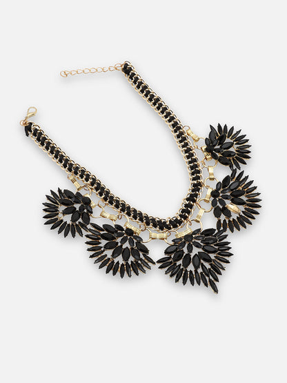 GOLD PLATED PARTY DESIGNER STONE STATEMENT NECKLACE FOR WOMEN