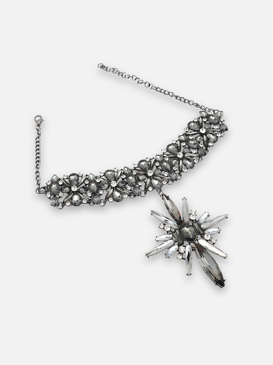 GOLD PLATED PARTY DESIGNER STONE STATEMENT NECKLACE FOR WOMEN