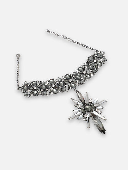 GOLD PLATED PARTY DESIGNER STONE STATEMENT NECKLACE FOR WOMEN