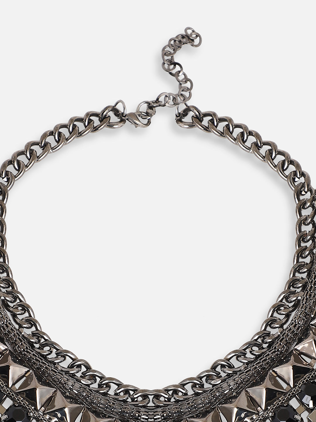 SILVER PLATED PARTY DESIGNER STONE STATEMENT NECKLACE FOR WOMEN