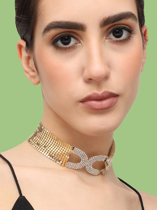 Gold Plated Party Designer Stone Choker Necklace For Women