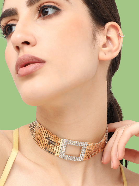 Gold Plated Party Designer Stone Choker Necklace For Women
