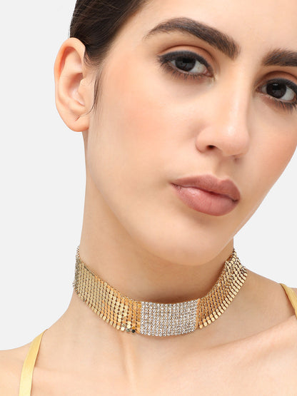 Gold Plated Party Designer Stone Choker Necklace For Women