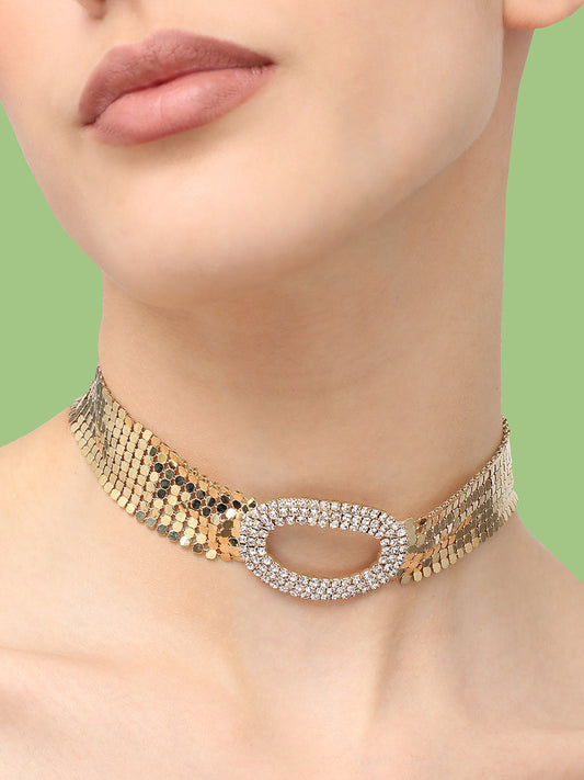 Gold Plated Party Designer Stone Choker Necklace For Women