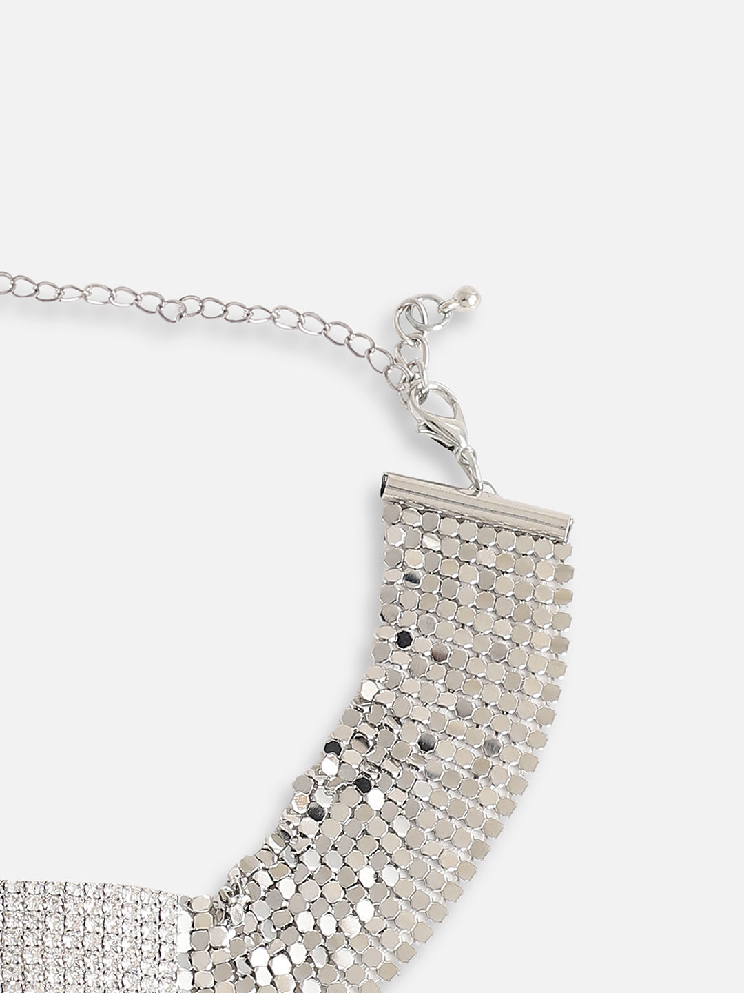 SILVER PLATED PARTY DESIGNER STONE CHOKER NECKLACE FOR WOMEN