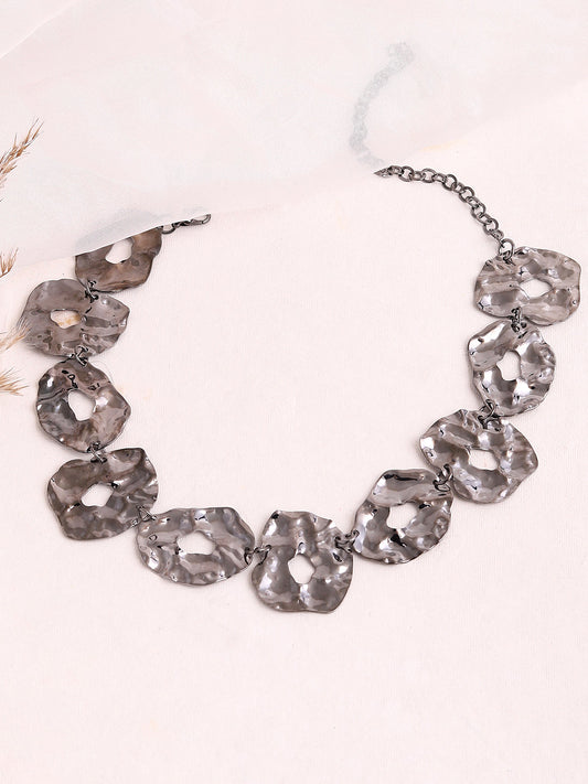 SILVER PLATED PARTY DESIGNER STONE CHOKER NECKLACE FOR WOMEN