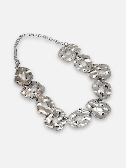 SILVER PLATED PARTY DESIGNER STONE CHOKER NECKLACE FOR WOMEN