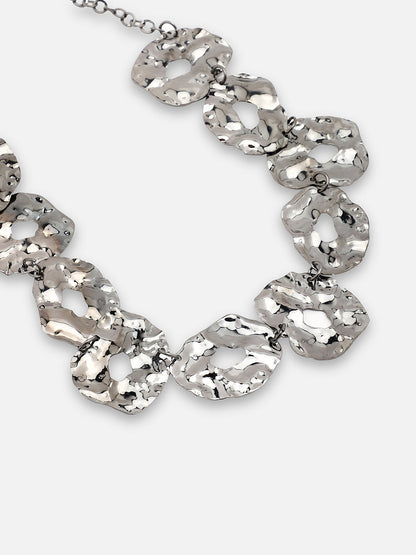 SILVER PLATED PARTY DESIGNER STONE CHOKER NECKLACE FOR WOMEN