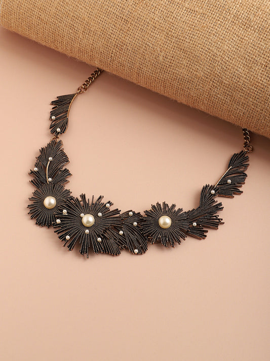 GOLD PLATED PARTY DESIGNER STONE STATEMENT NECKLACE FOR WOMEN