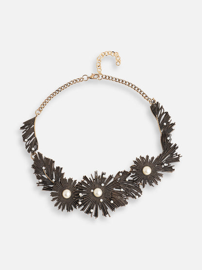 GOLD PLATED PARTY DESIGNER STONE STATEMENT NECKLACE FOR WOMEN