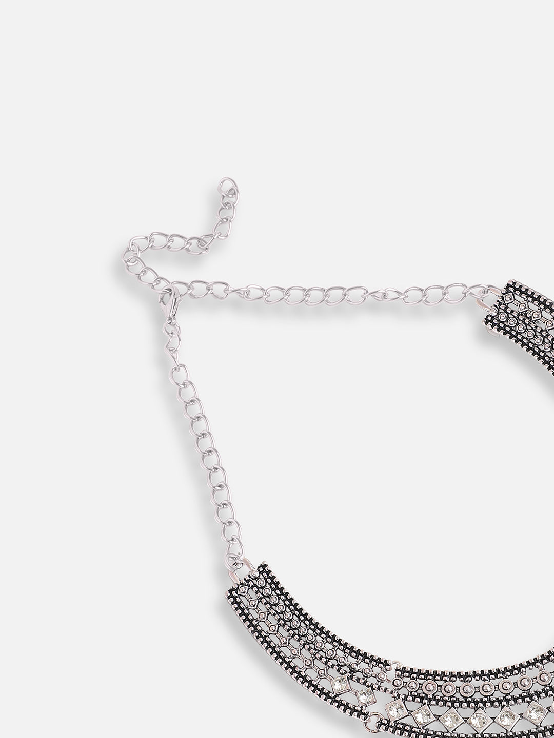 SILVER PLATED PARTY DESIGNER STONE STATEMENT NECKLACE FOR WOMEN