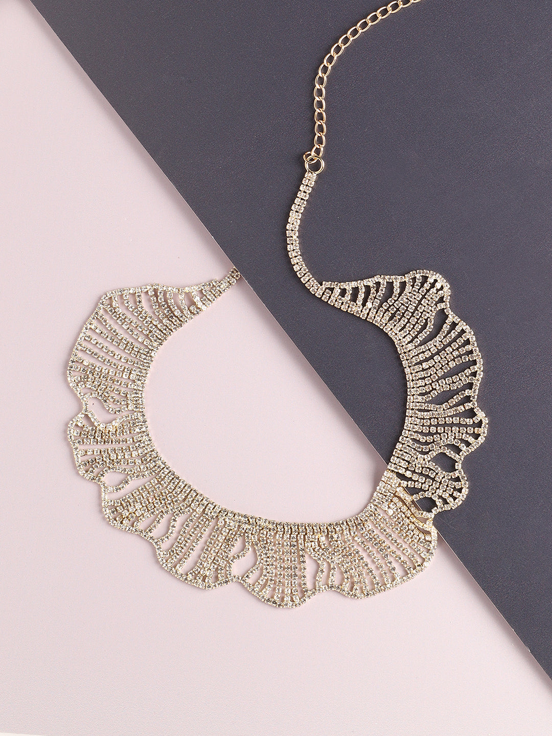GOLD PLATED PARTY DESIGNER STONE STATEMENT NECKLACE FOR WOMEN
