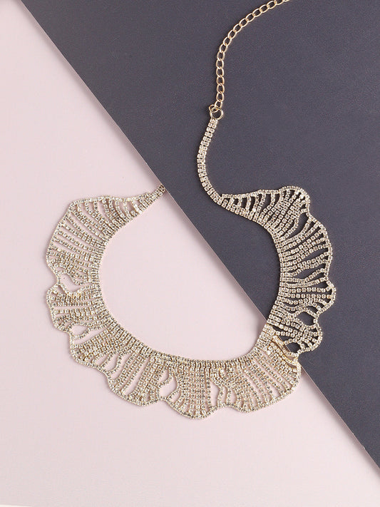 GOLD PLATED PARTY DESIGNER STONE STATEMENT NECKLACE FOR WOMEN