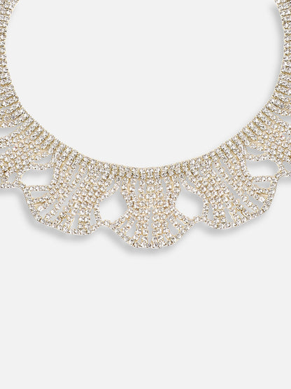 GOLD PLATED PARTY DESIGNER STONE STATEMENT NECKLACE FOR WOMEN