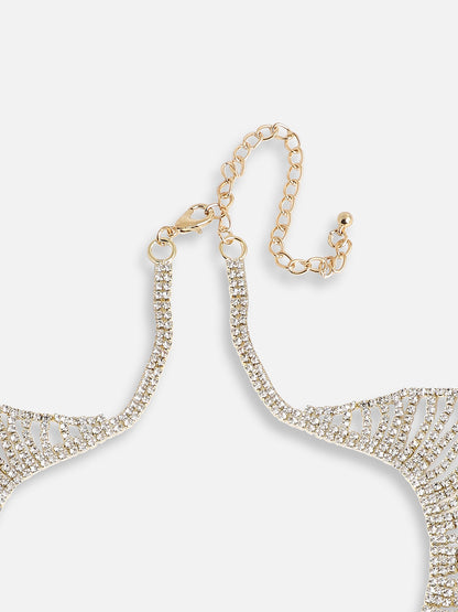 GOLD PLATED PARTY DESIGNER STONE STATEMENT NECKLACE FOR WOMEN