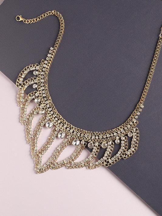 GOLD PLATED PARTY DESIGNER STONE STATEMENT NECKLACE FOR WOMEN