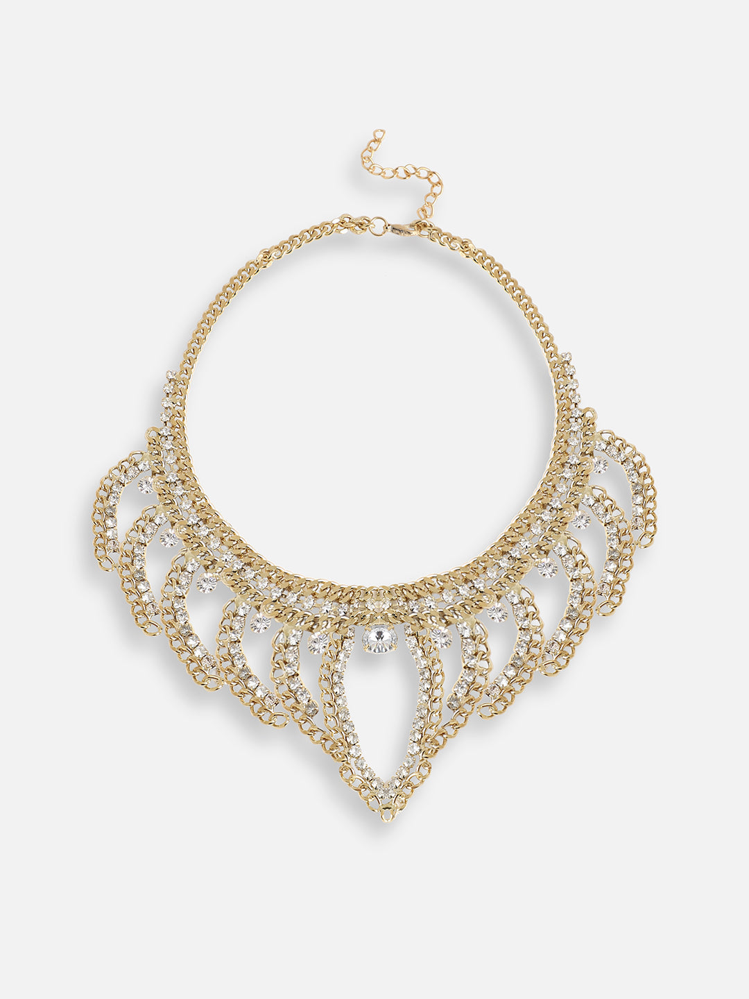 GOLD PLATED PARTY DESIGNER STONE STATEMENT NECKLACE FOR WOMEN