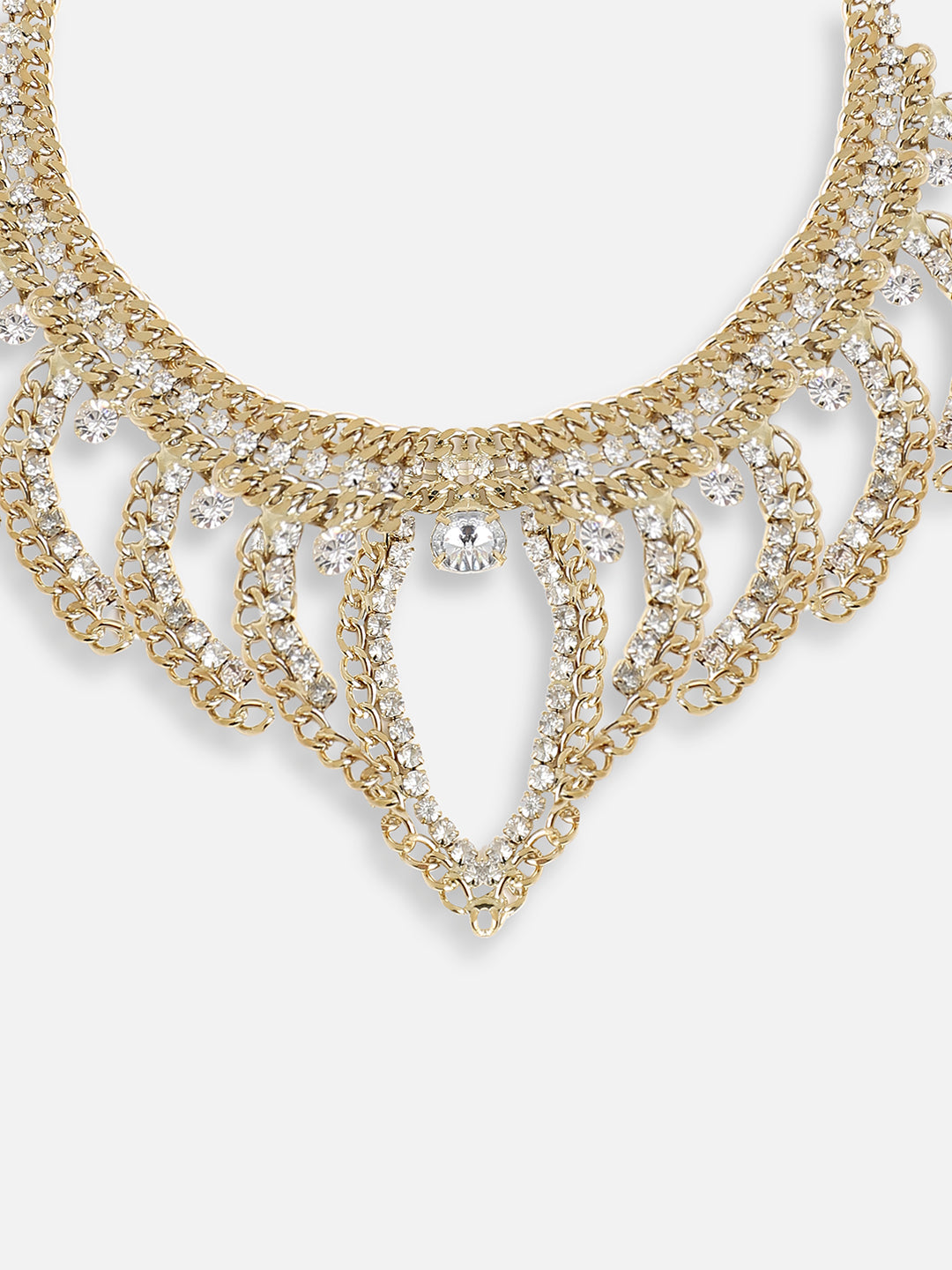 GOLD PLATED PARTY DESIGNER STONE STATEMENT NECKLACE FOR WOMEN