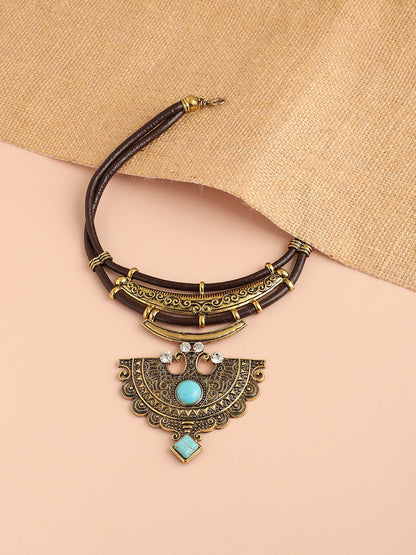GOLD PLATED PARTY DESIGNER STONE STATEMENT NECKLACE FOR WOMEN