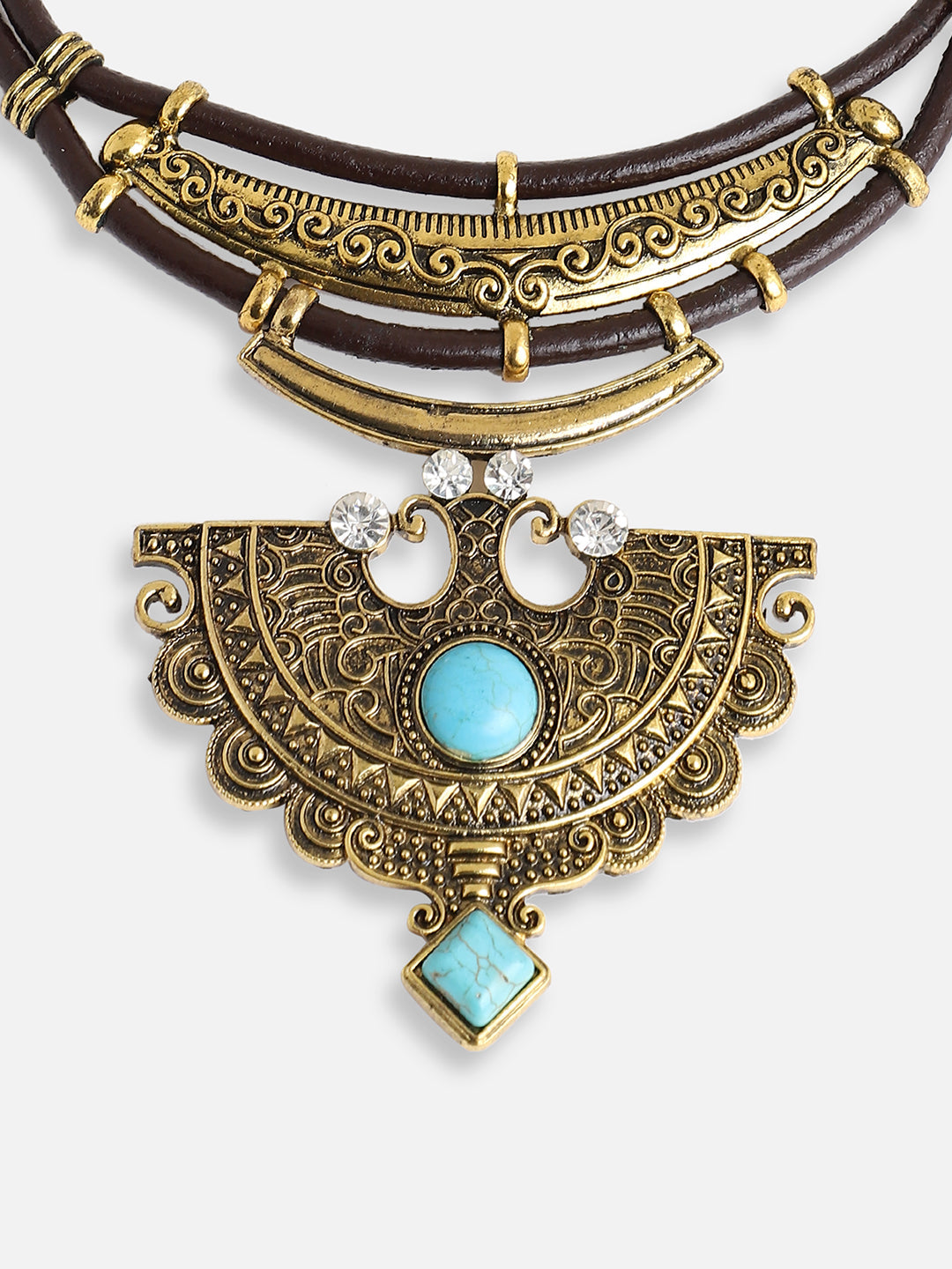 GOLD PLATED PARTY DESIGNER STONE STATEMENT NECKLACE FOR WOMEN