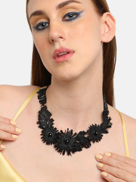 GOLD PLATED PARTY DESIGNER STONE STATEMENT NECKLACE FOR WOMEN