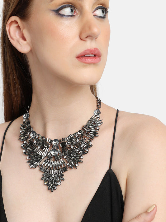 GOLD PLATED PARTY DESIGNER STONE STATEMENT NECKLACE FOR WOMEN
